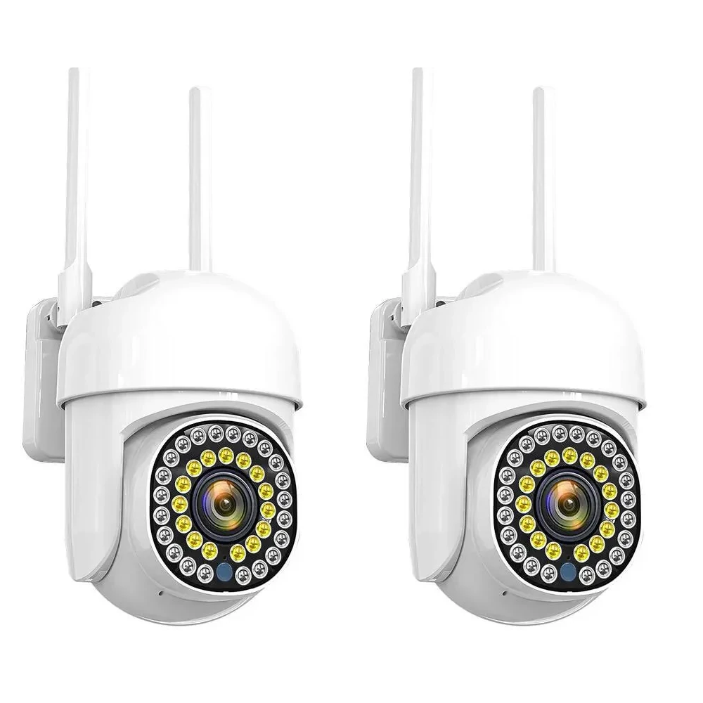 1+1 WiFi IP kamera kül- és beltéri használatra 1080P felbontással, éjszakai látás móddal - fehér (KE24-336)